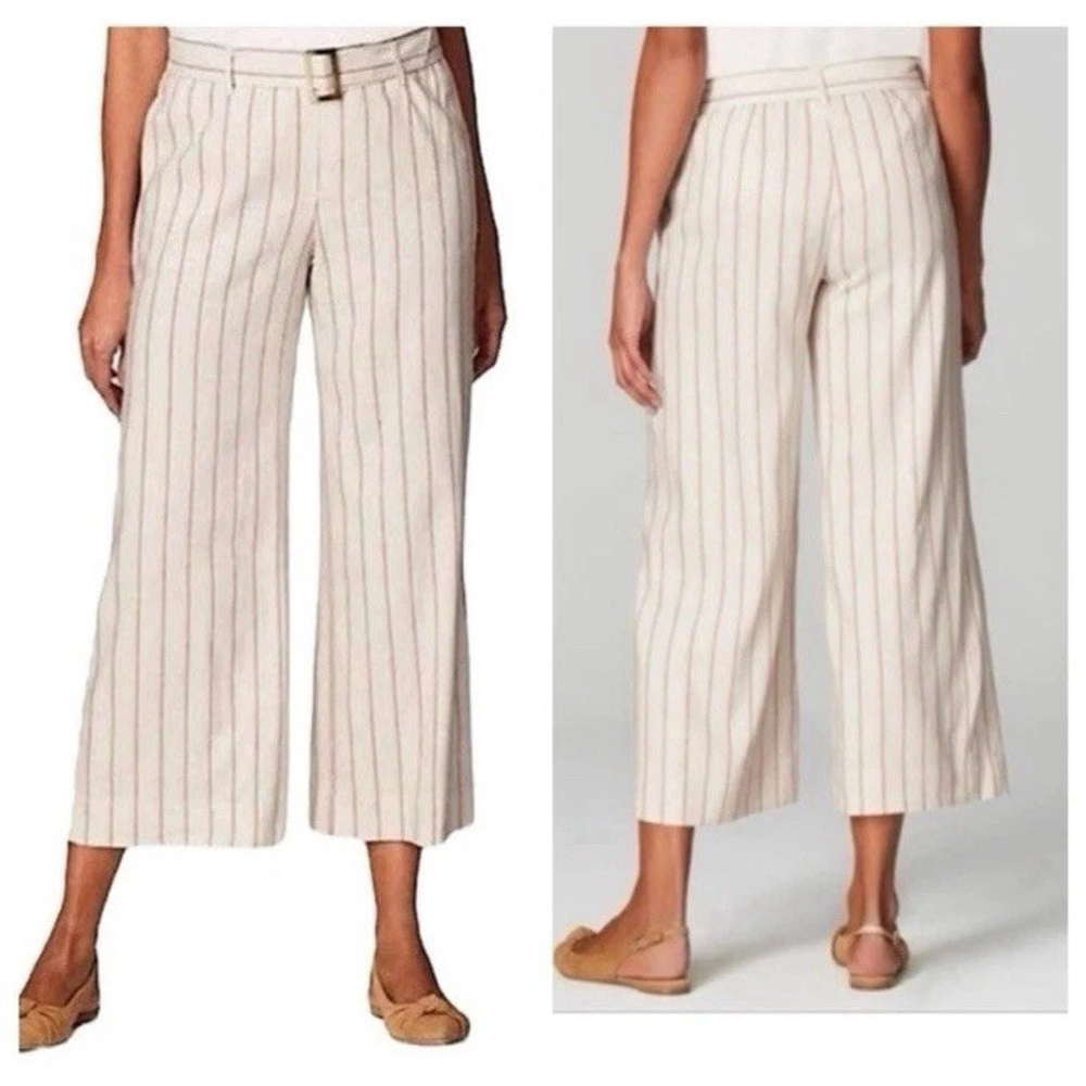 J. Jill Linen Stretch Jenna Wide Leg Cropped Pants XL Buckle Linen Blend Summer